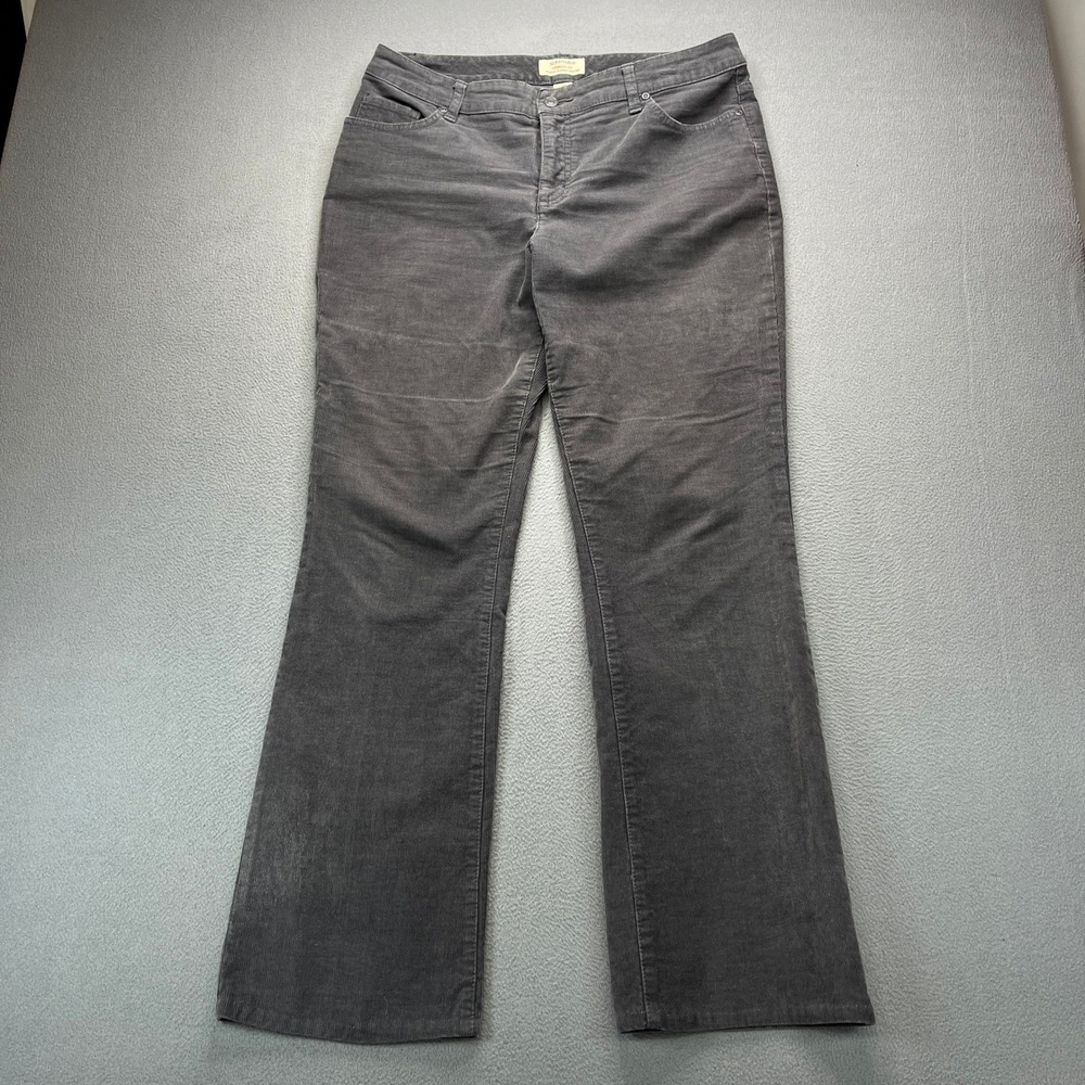 St. John's Bay Corduroy Pants Womens 14 Gray Cotton Straight Leg Casual Trousers